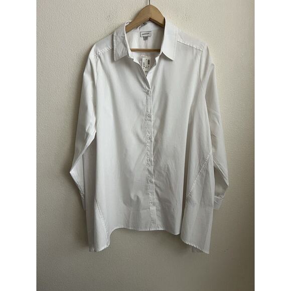 Avenue Women White Flowy Trapeze Button Up Blouse Shirt Plus Size 18 New - Picture 1 of 5